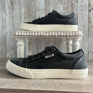 Taos Plim Soul Charcoal Denim Wash Canvas Lace Up Low Top Women's Sneakers 6.5